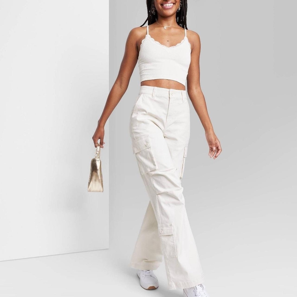 Wild Fable Cream Elastic Waist Pants